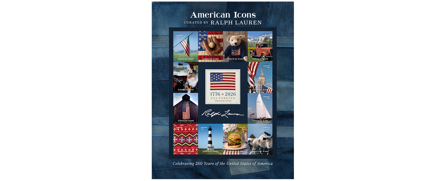 Ralph Lauren firma i francobolli dell’America. 13 icone per i 250 anni del USPS